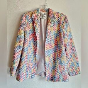 Pykettes Vintage 90s Career Soft‎ Long Sleeve Pastel Soft Open Front Blazer 12